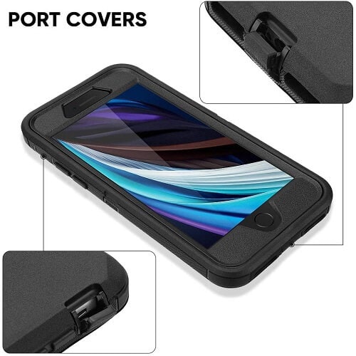 Apple iPhone 6/6S Case Drop Resistant Defender Tradies Heavy Duty Rugged Shockproof Cover (Black)