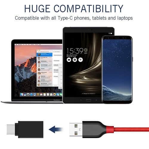 [4 Pack] USB Type C to OTG Adapter USB 3.1 Male to USB 3.0 A Female Cable Converter Thunderbolt 3 Adapter for MacBook Pro, Air, iPad Pro (Black)
