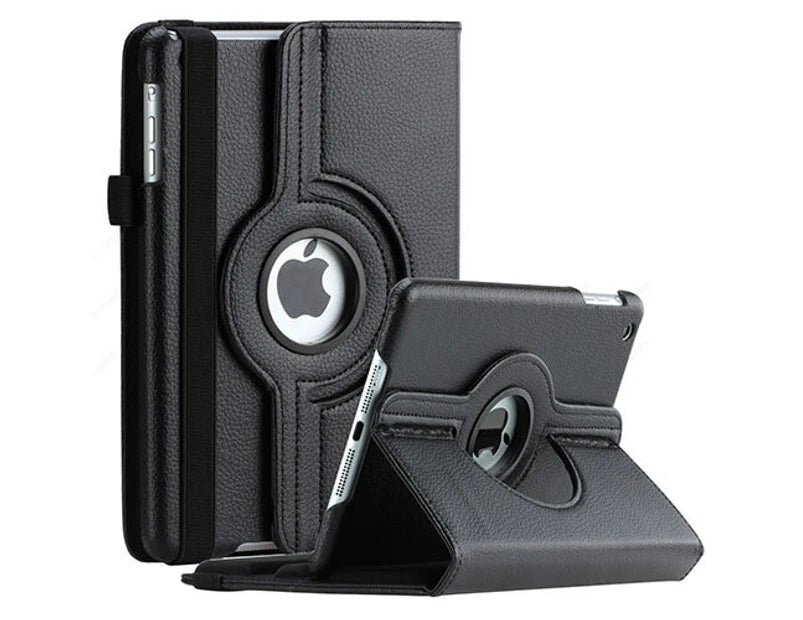 For Apple iPad 9th /8th /7th Gen 10.2 inch 2021 /2020 /2019 Smart Leather Case, 10.2 inch Rotating 360 Degree Stand Cover (Black)