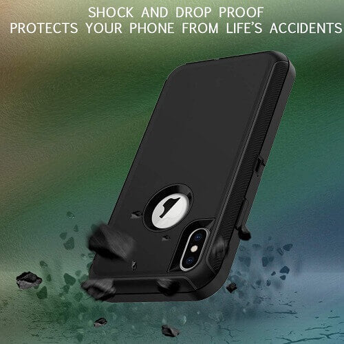 Apple iPhone X/XS Case Drop Resistant Defender Tradies Heavy Duty Rugged Shockproof Cover (Black)