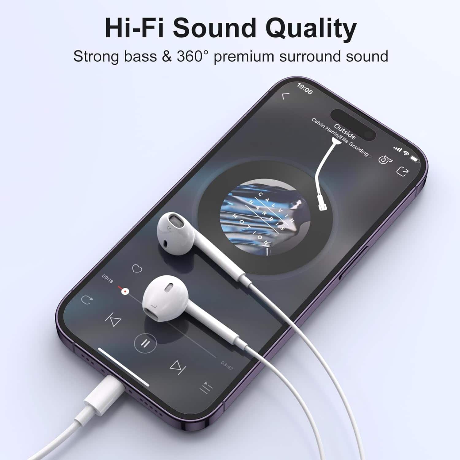 With Lightning Connector Wired Headphones Earphones Earbuds Headsets For iPhone/iPad/iPod 14/13/12/11/XR/XS/X/8 (Built-in Microphone & Volume Control)
