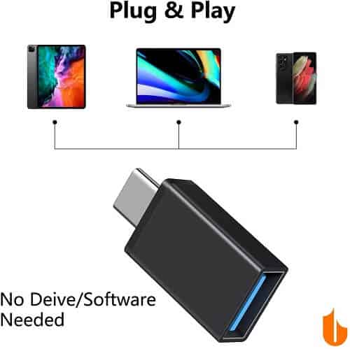 [4 Pack] USB Type C to OTG Adapter USB 3.1 Male to USB 3.0 A Female Cable Converter Thunderbolt 3 Adapter for MacBook Pro, Air, iPad Pro (Black)