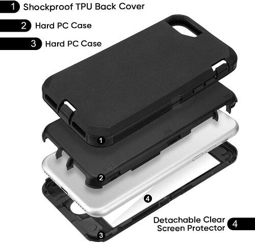 Apple iPhone 6/6S Case Drop Resistant Defender Tradies Heavy Duty Rugged Shockproof Cover (Black)