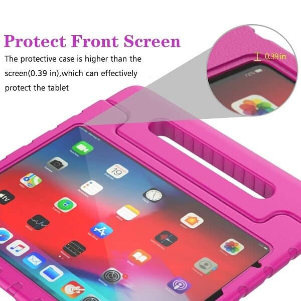 Apple iPad Air 4 /4th Gen 10.9 2020 kids Case, Kickstand Shockproof Heavy Duty Protective Handle Stand Light Weight Kids Friendly Cover (Hot Pink)