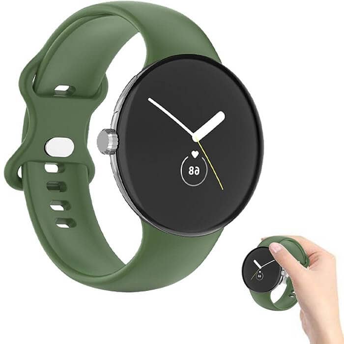 For Google Pixel Smart Watch Replacement Adjustable Soft Silicone Strap Watch Band Straps Quick Release Wristband - (Army Green)