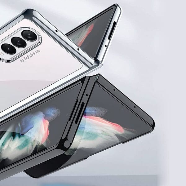 Samsung Galaxy Z Fold 3 5G Clear Case Luxury Plating Transparent Hard PC Back Cover (Black)