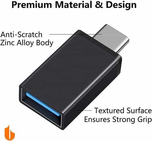 [4 Pack] USB Type C to OTG Adapter USB 3.1 Male to USB 3.0 A Female Cable Converter Thunderbolt 3 Adapter for MacBook Pro, Air, iPad Pro (Black)
