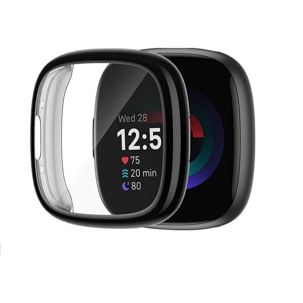 Fitbit Versa 3 /Fitbit Sense Gel Case Premium Soft Protective Silicone Cover (Black)