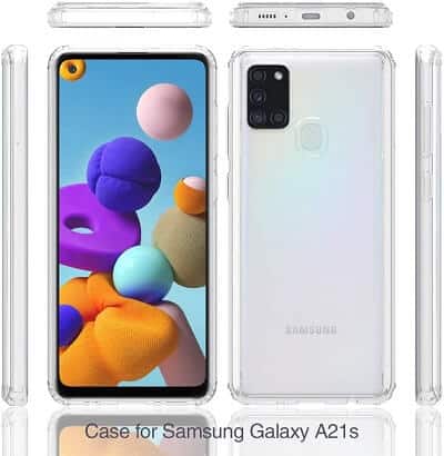 Samsung Galaxy A21S Clear Case Slim With 4 Corners [Shock Absorption] Hard Back Soft Bumper Cover