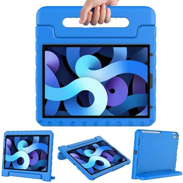 Apple iPad Air 4 /4th Gen 10.9 2020 kids Case, Kickstand Shockproof Heavy Duty Protective Handle Stand Light Weight Kids Friendly Cover (Blue)