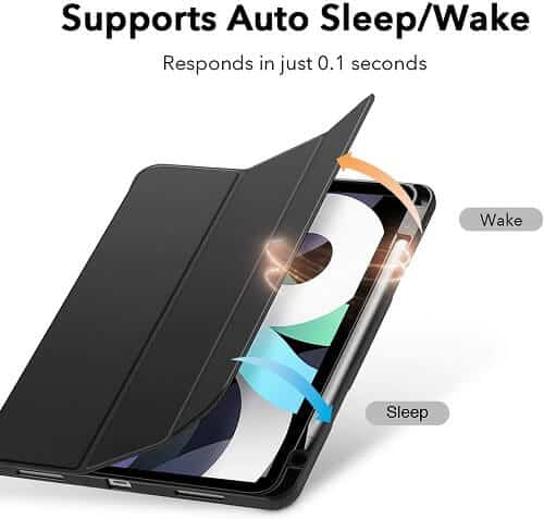 With Pencil Holder Apple iPad Air 4 4th Gen 10.9 inch 2020 Folio Auto Sleep /Wake Cover Soft Flexible Case Case (Black) Z1