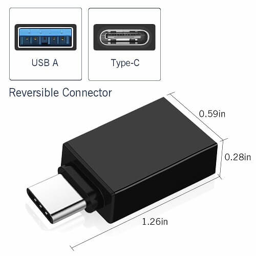 [4 Pack] USB Type C to OTG Adapter USB 3.1 Male to USB 3.0 A Female Cable Converter Thunderbolt 3 Adapter for MacBook Pro, Air, iPad Pro (Black)
