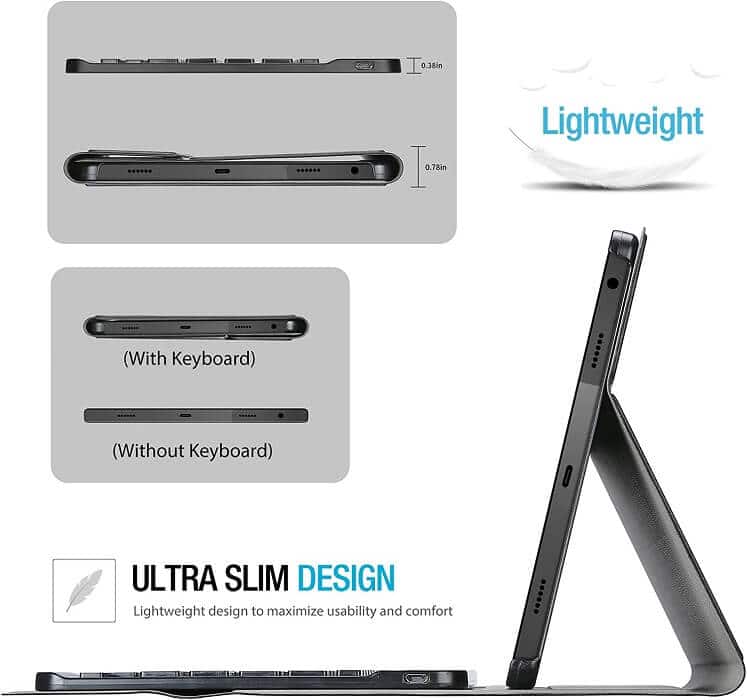 For Lenovo Tab M10 Plus 3rd Gen 10.6 Inch 2022 TB125FU /TB128FU /TB128XU Cover Magnetically Detachable Wireless Bluetooth Keyboard Case -Black