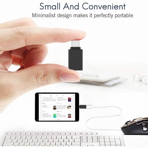 [4 Pack] USB Type C to OTG Adapter USB 3.1 Male to USB 3.0 A Female Cable Converter Thunderbolt 3 Adapter for MacBook Pro, Air, iPad Pro (Black)