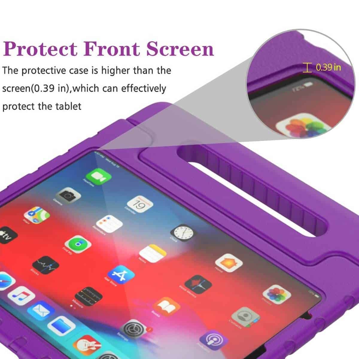 Apple iPad Air 4 /4th Gen 10.9 2020 kids Case, Kickstand Shockproof Heavy Duty Protective Handle Stand Light Weight Kids Friendly Cover (Purple)