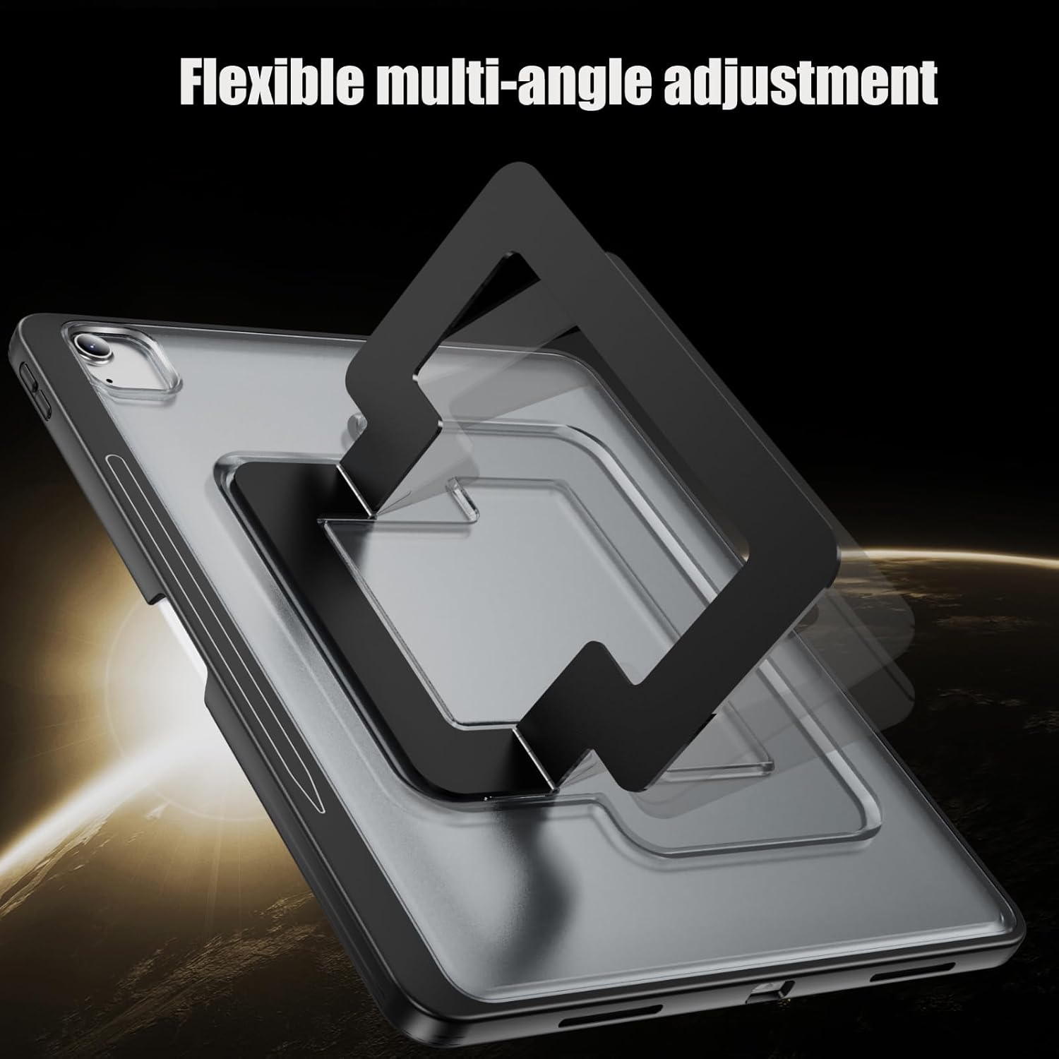 For Apple iPad Air 10.9 inch 4th /5th Generation/Pro 11 inch 2022/2021/2020/2018 Kids Hybrid Shockproof Heavy Duty Kickstand Case Cover (Black)