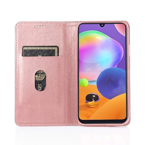 For Samsung Galaxy A31 Luxury Wallet Flip Case Leather Card Slots Cover (Rose Gold)