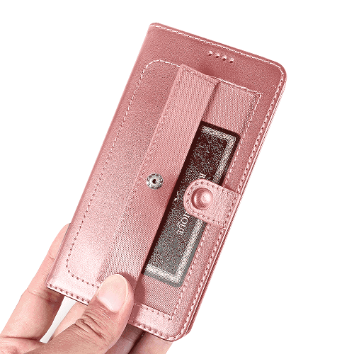 For Samsung Galaxy A31 Luxury Wallet Flip Case Leather Card Slots Cover (Rose Gold)