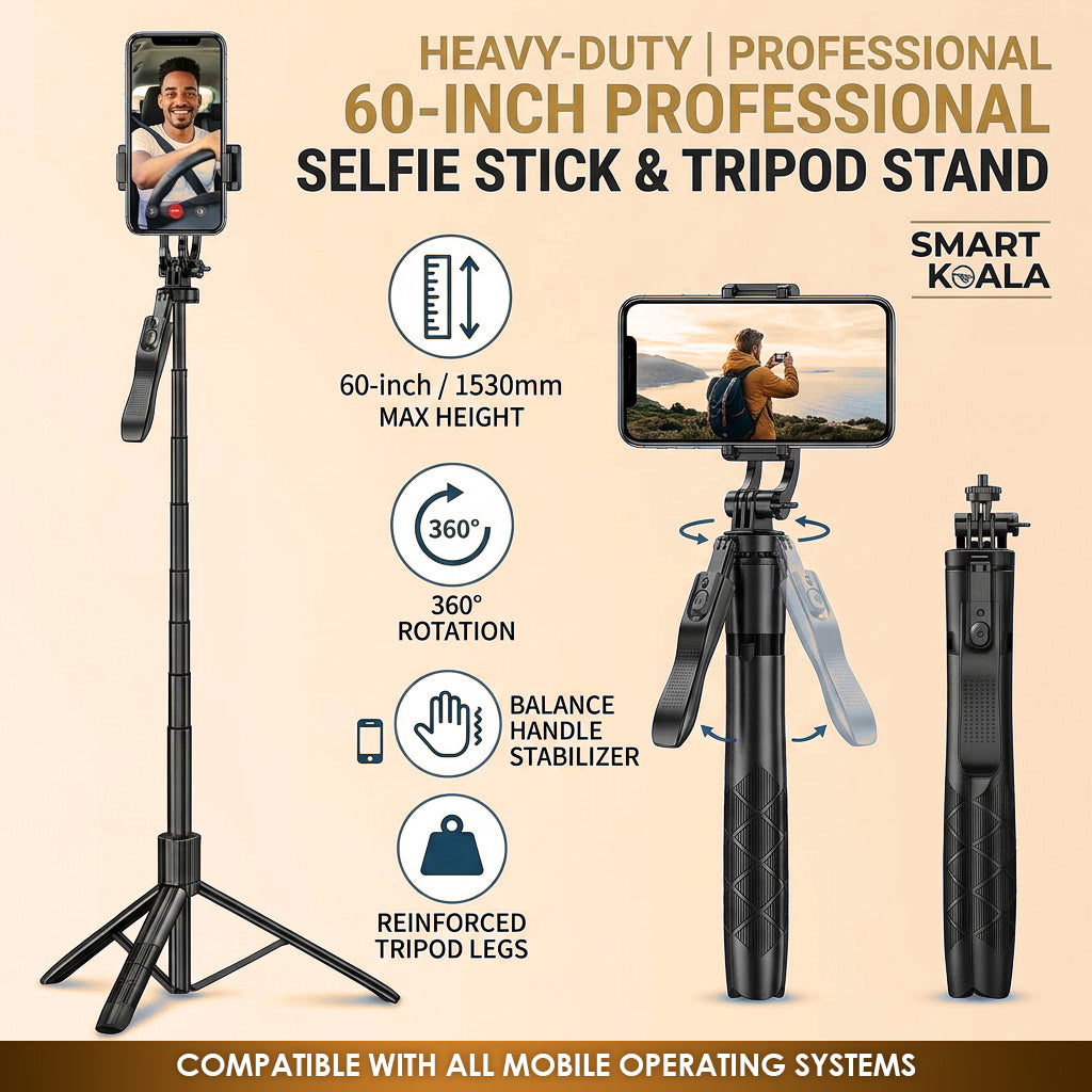 60 inch /1530mm L16 Wireless Selfie Stick Tripod Stand Balance Stabilizer Live Foldable Monopod for GoPro AXNEN DJI Osmo Action Cameras for Smartphones
