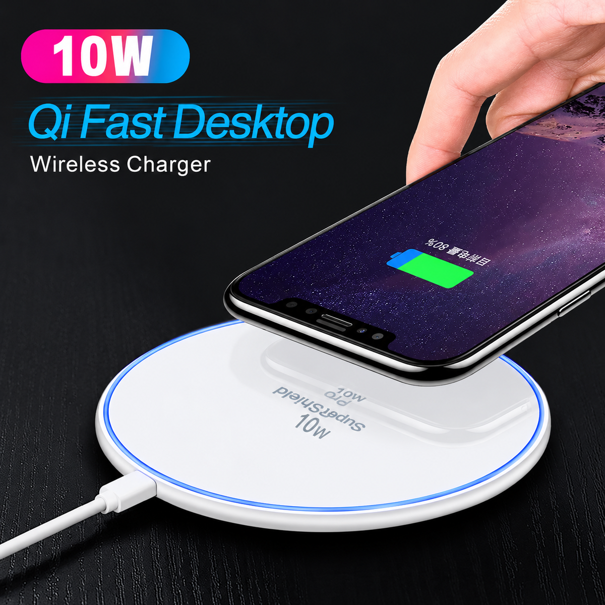 10W Qi Wireless Fast Charger Charging Pad For Apple iPhone Samsung Galaxy Google Pixel (White)