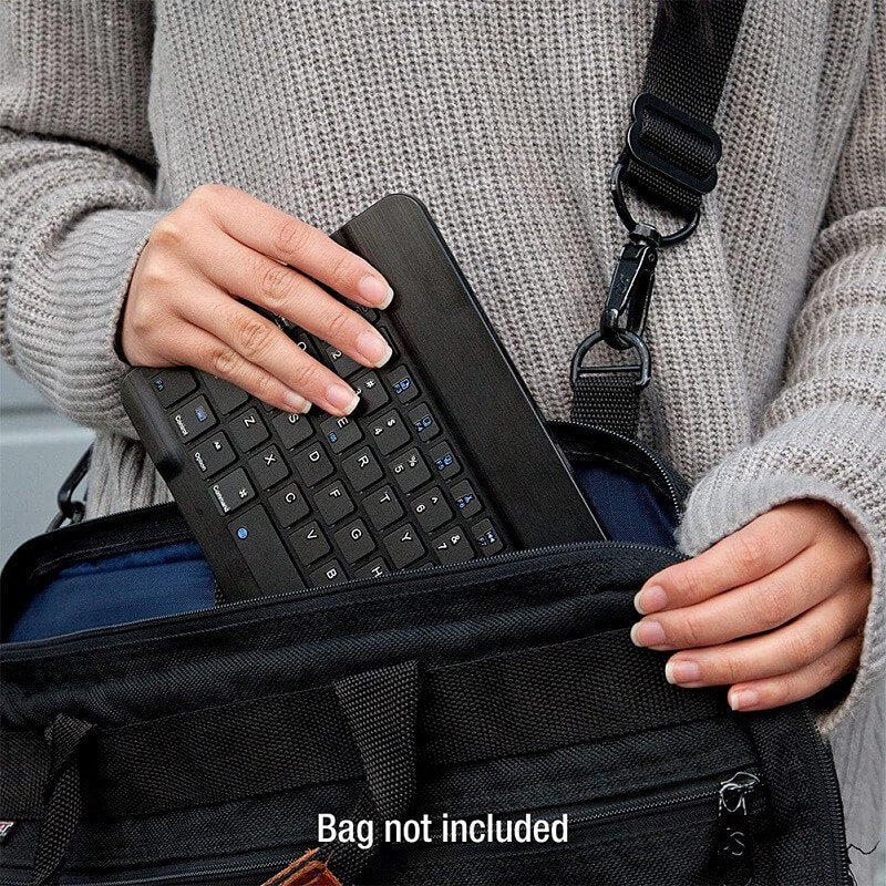 10 inch Portable Mini Universal Wireless Rechargeable Bluetooth Keyboard for iPad Samsung Lenovo Tablet Tab Microsoft Surface iOS Android Windows (Black)