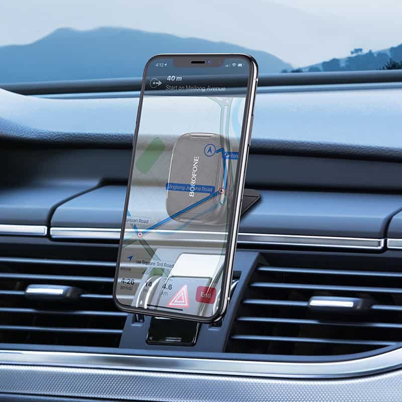 Borofone BH36 Voyage Center Console Magnetic Car Mount Mobile Phone Holder For iPhone Samsung Google Oppo, Moto, Nokia, HMD (Black)