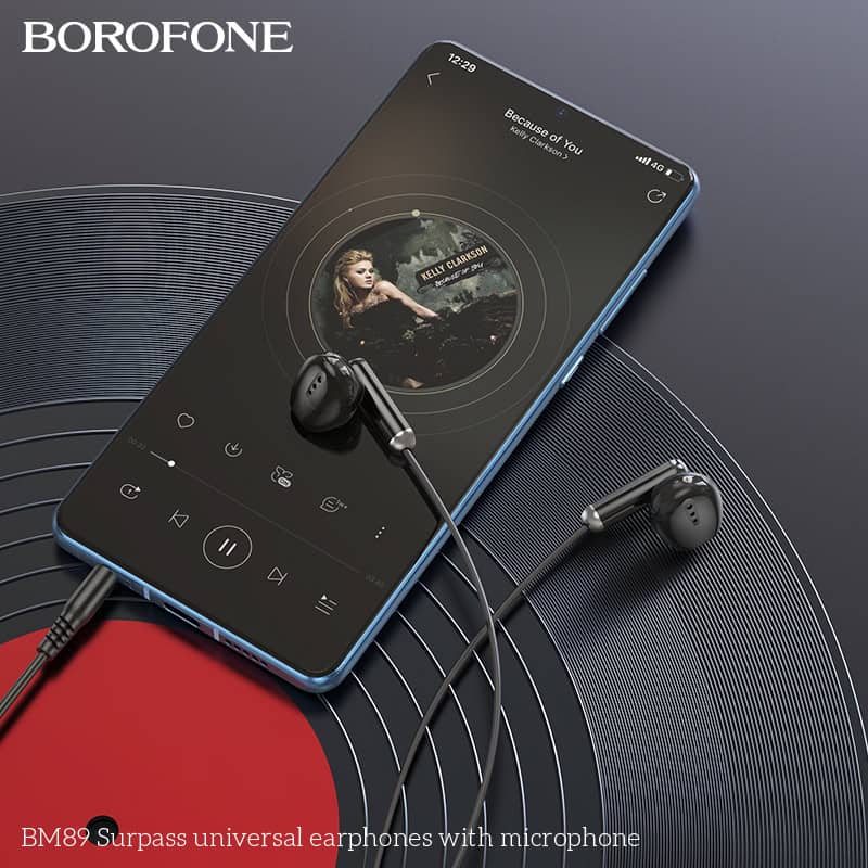 Borofone BM89 In-Ear Wired Earphones Earbuds Headphones, 3.5mm Jack, with Microphone and Volume Control for iPhone, Samsung, iPad,MP3,Most 3.5mm Audio Devices