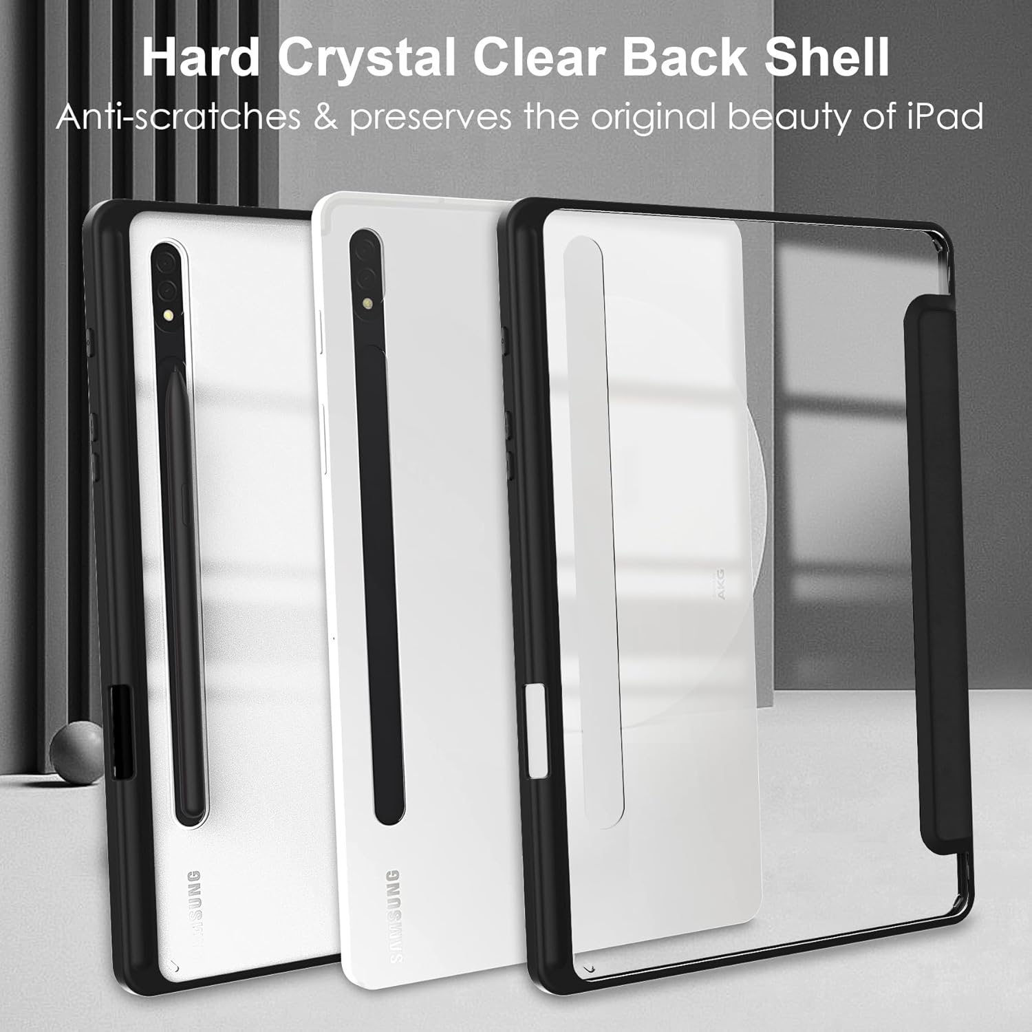 For Samsung Galaxy Tab S10 Ultra /S9 Ultra /S8 Ultra - With Pencil Holder Folio Smart Leather Magnetic Stand Case Cover (Black)