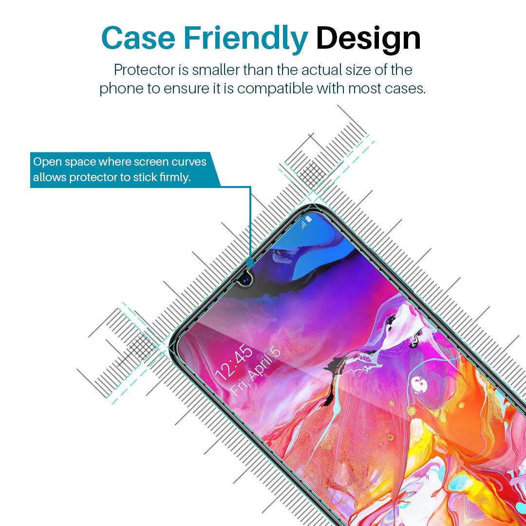 [2 Pack ] Samsung Galaxy A70 Tempered Glass LCD Screen Protector Film Guard