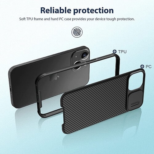 Apple iPhone 13 Pro Nillkin Case, CamShield Series Shockproof Heavy Duty Protective Case With Slide Camera Cover - Black
