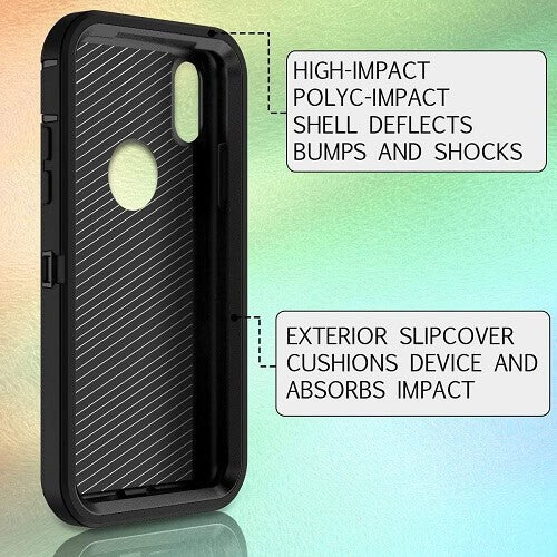 Apple iPhone X/XS Case Drop Resistant Defender Tradies Heavy Duty Rugged Shockproof Cover (Black)