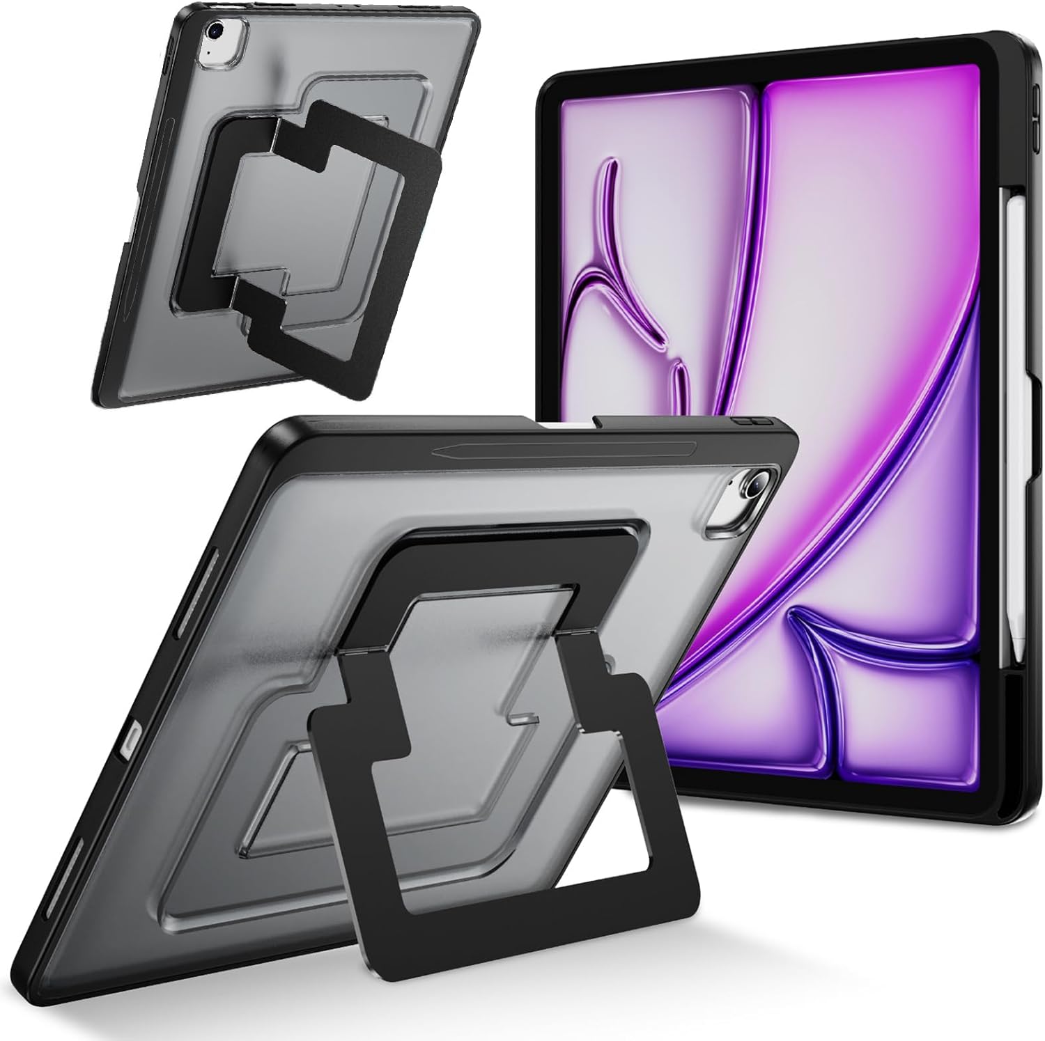 For Apple iPad Air 13 (M3/M4) 2024/2025/2026 Hybrid Fancy Shockproof Heavy Duty Kickstand Case Cover
