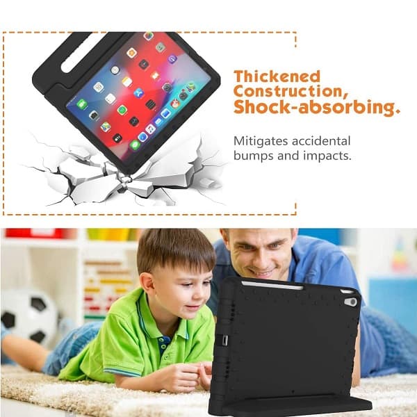 Apple iPad Air 4 /4th Gen 10.9 2020 kids Case, Kickstand Shockproof Heavy Duty Protective Handle Stand Light Weight Kids Friendly Cover (Black)