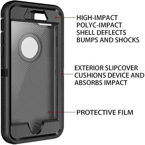 For Apple iPhone 6 Plus /6S Plus Case Drop Resistant Defender Tradies Heavy Duty Rugged Shockproof Tough Cover (Black)
