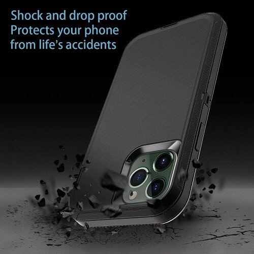 Apple iPhone 11 Pro Case Drop Resistant Defender Tradies Heavy Duty Rugged Shockproof Cover (Black)