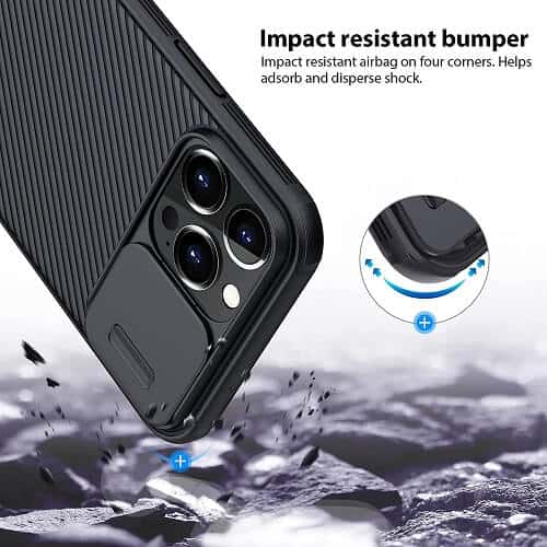 Apple iPhone 13 Pro Nillkin Case, CamShield Series Shockproof Heavy Duty Protective Case With Slide Camera Cover - Black