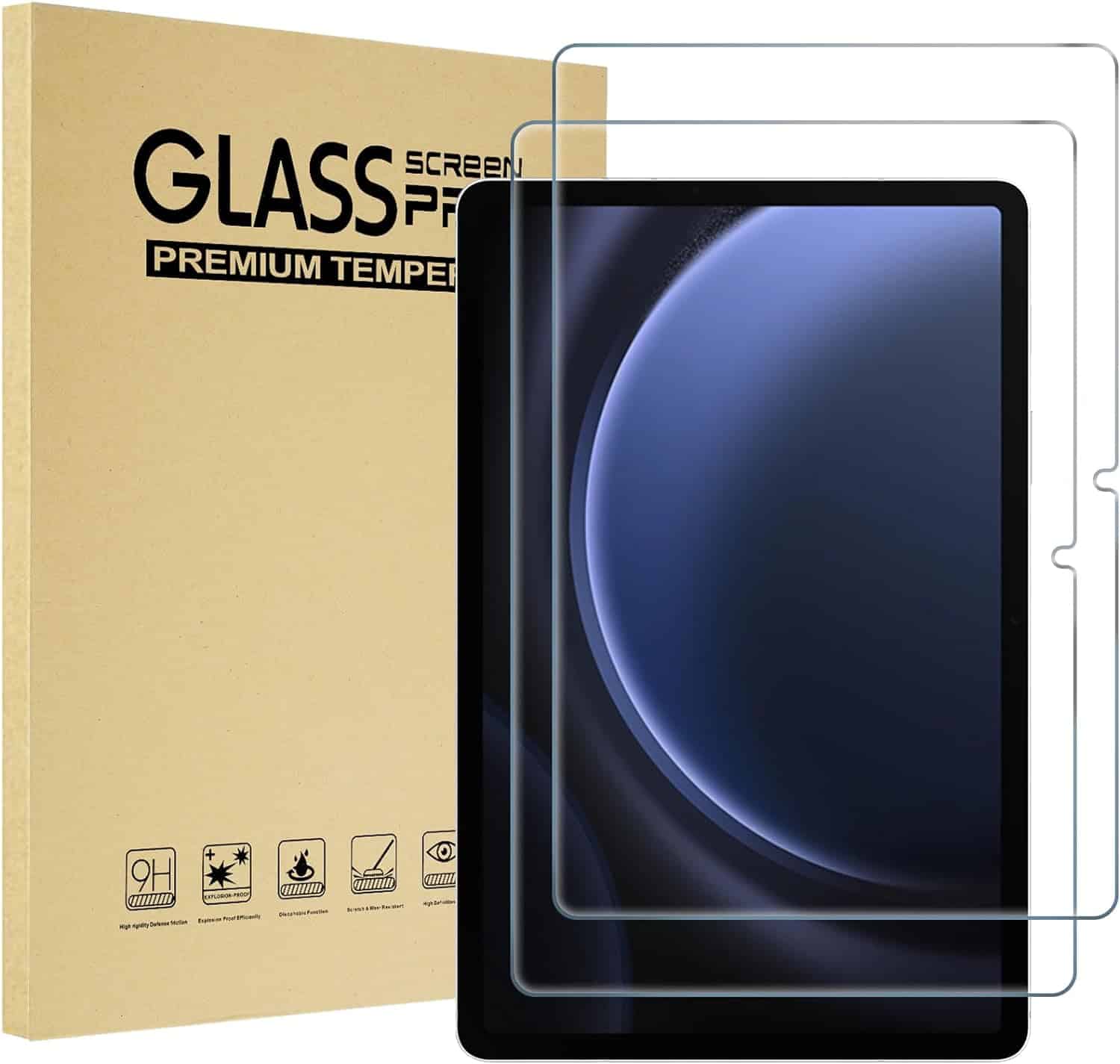 [2 Pack] For Samsung Galaxy Tab S9 FE Plus/S9 Plus/S8 Plus/S7 FE/S7 Plus 12.4 inch 2023, Tempered Glass Screen Protector HD Clear Film Guard