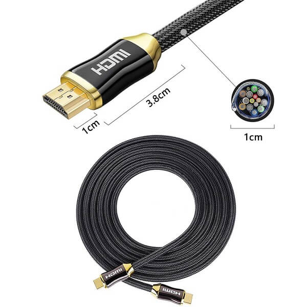 4K 33FT 10M 10 Meters HDMI Cable High Speed Ultra HD 4K 1080p Pro Series with Nylon Crystal Net Zinc Alloy Gold Plated Connector Compatible With PS5 /PS4 /Xbox 360 /Mac /HDTV /Projector /TV Box & Monitor (10m)