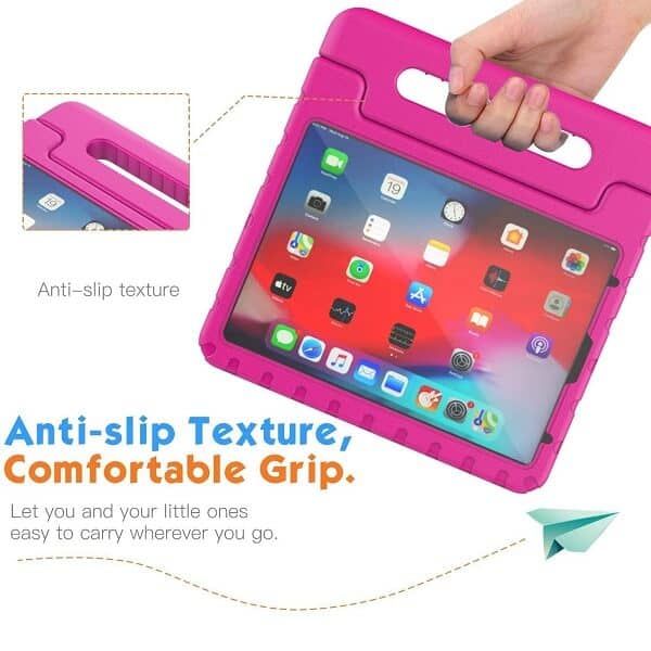 Apple iPad Air 4 /4th Gen 10.9 2020 kids Case, Kickstand Shockproof Heavy Duty Protective Handle Stand Light Weight Kids Friendly Cover (Hot Pink)