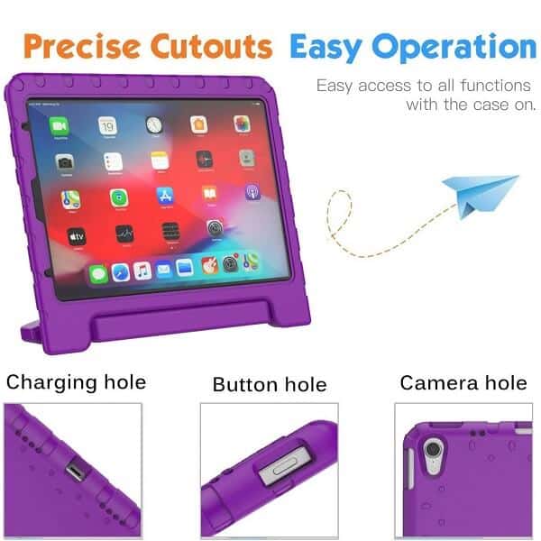 Apple iPad Air 4 /4th Gen 10.9 2020 kids Case, Kickstand Shockproof Heavy Duty Protective Handle Stand Light Weight Kids Friendly Cover (Purple)