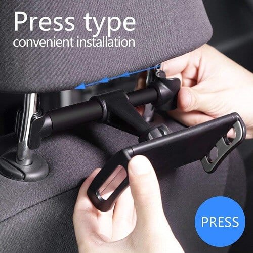 360° Rotation Car Headrest Mount, Phone Tablet Car Headrest Grip Mount Stand Cradle Bracket Holder for iPad/ Samsung Galaxy Tab