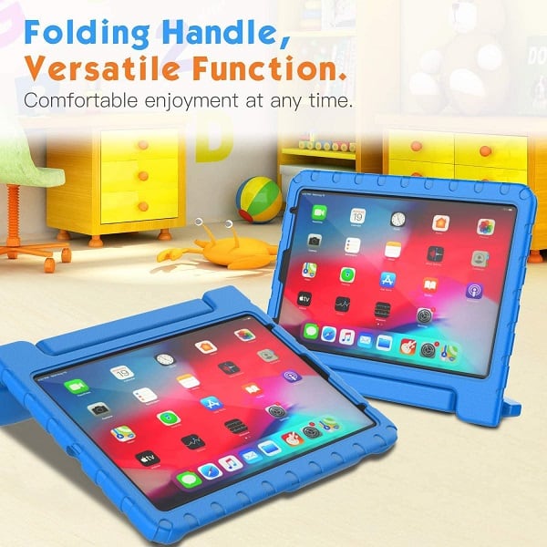 Apple iPad Air 4 /4th Gen 10.9 2020 kids Case, Kickstand Shockproof Heavy Duty Protective Handle Stand Light Weight Kids Friendly Cover (Blue)
