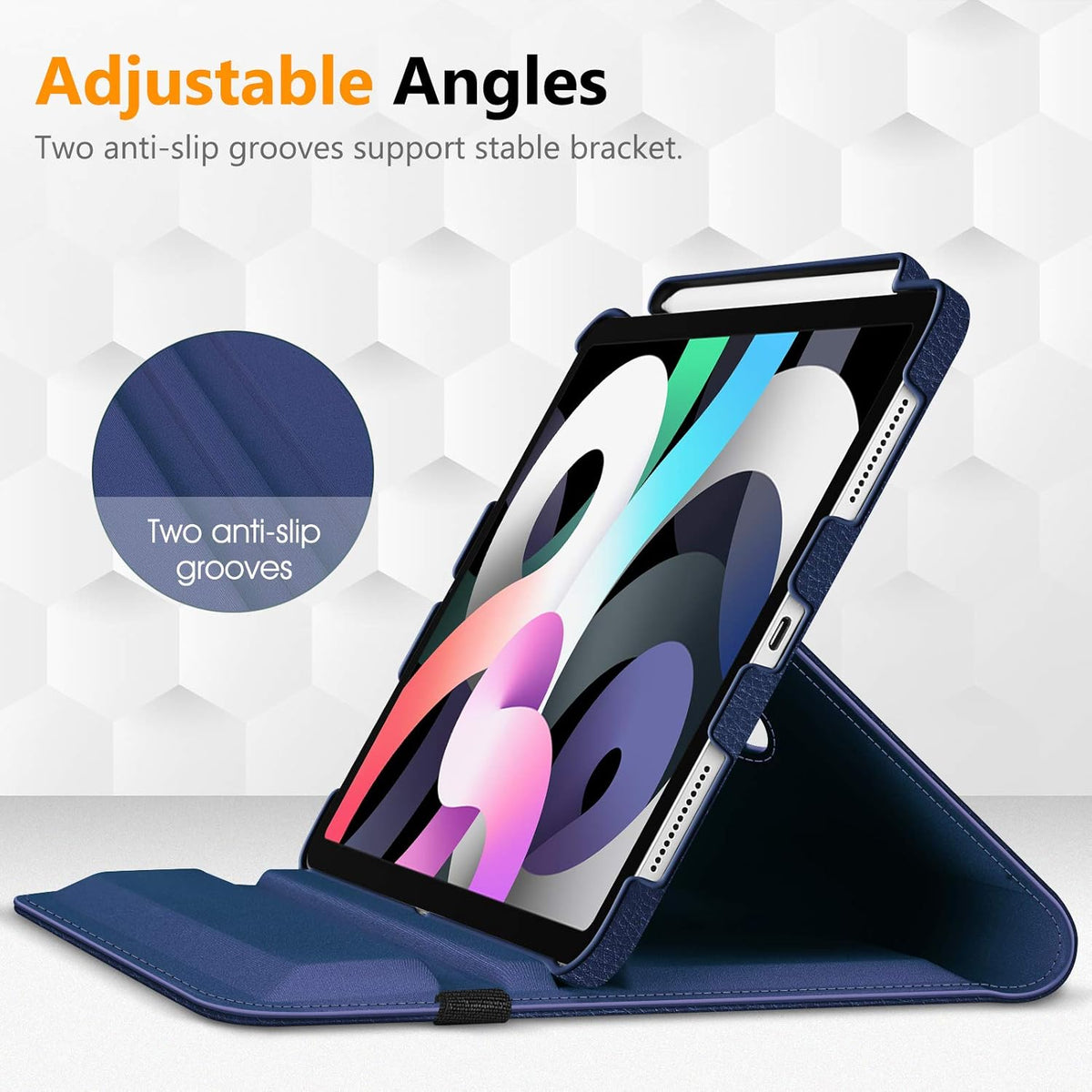 For Apple iPad Air 13 (M3/M4) 2024/2025/2026/ Pro 12.9 inch 2022 /2021 /2020 /2018 Leather Case, Rotating 360 Degree Stand Flip Cover (Red)