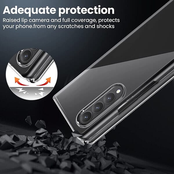 For Samsung Galaxy Z Fold 3 5G Transparent Hard Shel Slim Polycarbonate Case Cover (Clear)