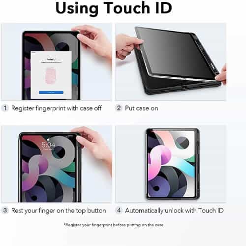 With Pencil Holder Apple iPad Air 5th /4th Gen 10.9 inch 2022 /2020 Folio Auto Sleep /Wake Cover Soft Flexible Case Case (Black)