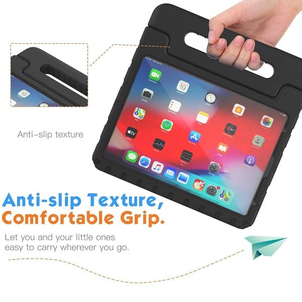 Apple iPad Air 4 /4th Gen 10.9 2020 kids Case, Kickstand Shockproof Heavy Duty Protective Handle Stand Light Weight Kids Friendly Cover (Black)