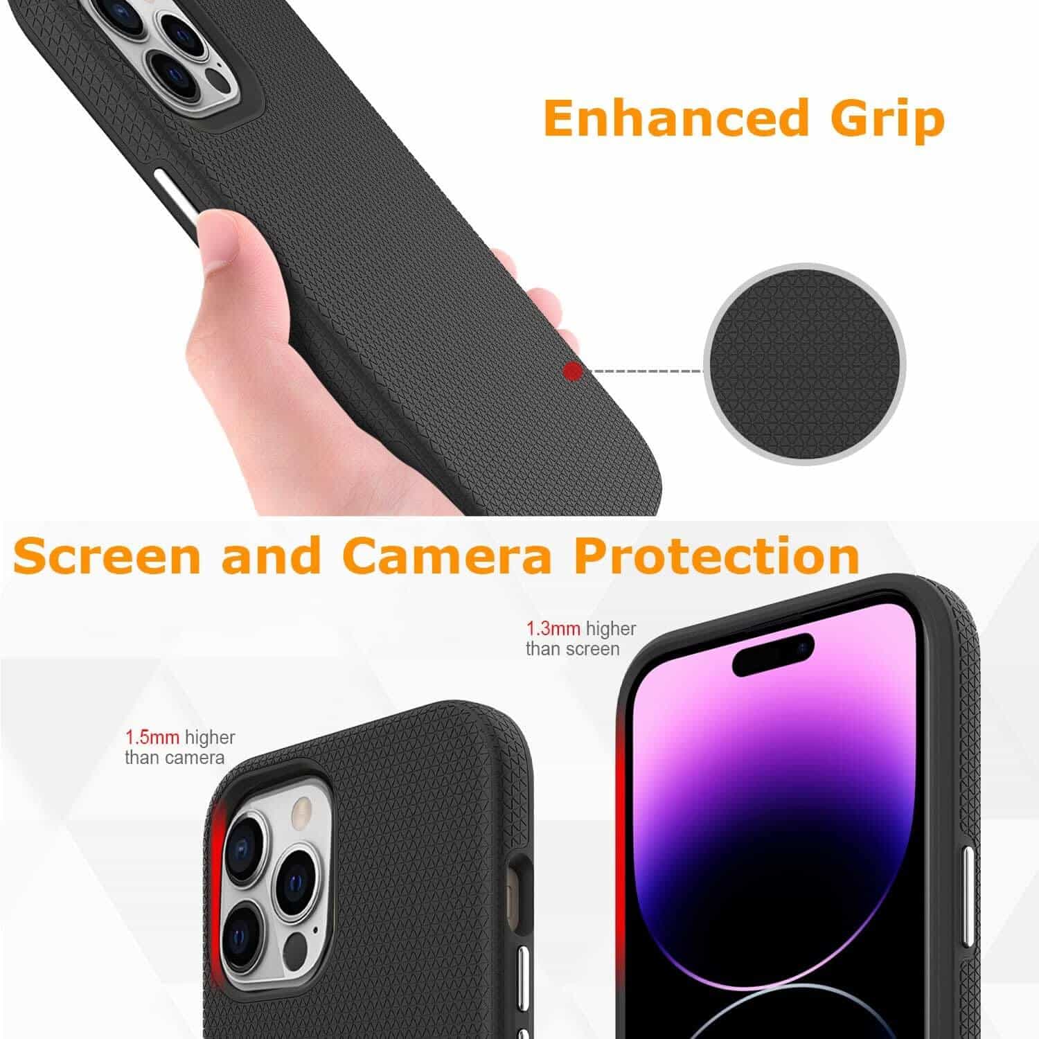 Triangle For iPhone 15/15 Pro/15 Pro Max /15 Plus Shockproof Case Rugged Heavy Duty Armor Rugged Bumper Anti Knock Back Apple Cover