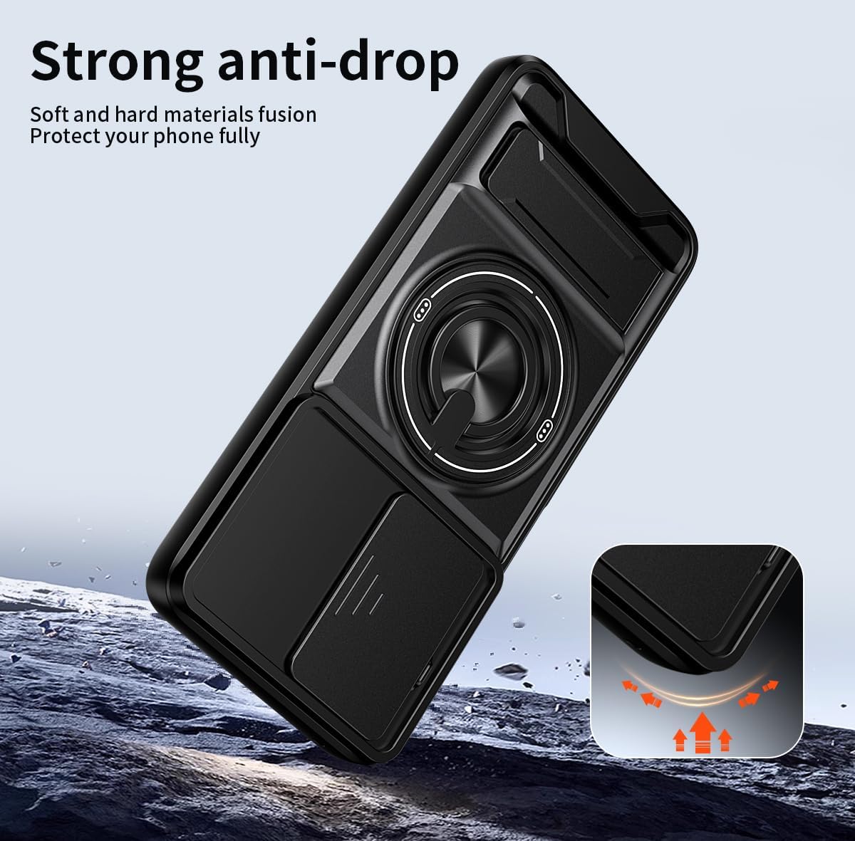 For Motorola Edge 70 | Edge 70 Fusion Case, with Slide Camera Heavy Duty Shockproof Magnetic Ring Holder Kickstand Cover