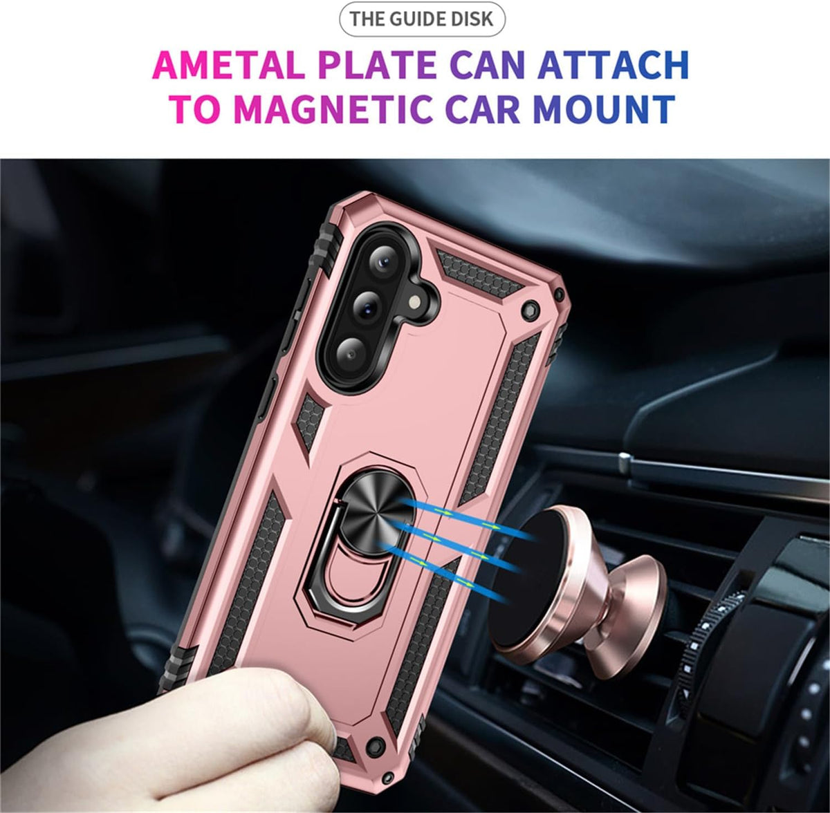 For Samsung Galaxy A31 Shockproof Magnetic Back Case Cover ( Rose Gold )