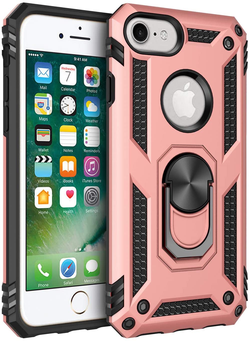 For Apple iPhone SE /7/8 Plus Shockproof Magnetic Car Mount Ring Case Cover